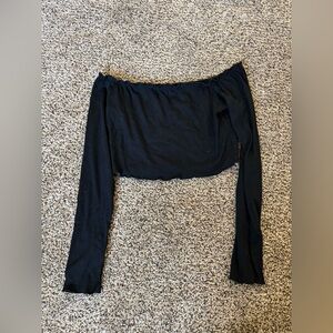 SHEIN Black Off-Shoulder Crop Top